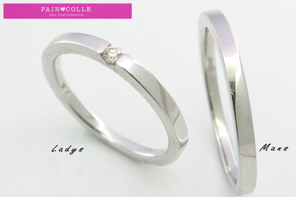 K18【Pair Colle】ペアリング（メンズ）・ストレート ホワイトorピンクorイエローゴールドリング「マリッジリング」「結婚指輪」画像