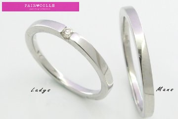 K18【Pair Colle】ペアリング（メンズ）・ストレート ホワイトorピンクorイエローゴールドリング「マリッジリング」「結婚指輪」画像