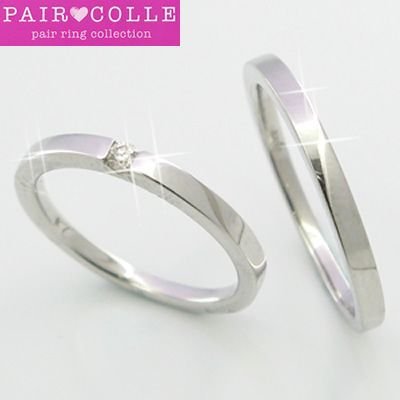 K10【Pair Colle】ペアリング 天然ダイヤモンド・ストレート ホワイトorピンクorイエローゴールドリング(K10)「マリッジリング」「結婚指輪」画像