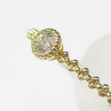 ワンストーン 一粒 K18YG 18金 イエローゴールド 4月の誕生石 細い ダイヤモンドリング 指輪 プレゼント画像
