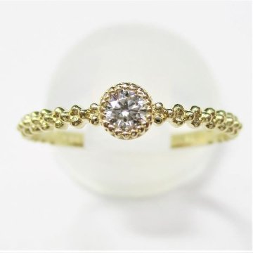 ワンストーン 一粒 K18YG 18金 イエローゴールド 4月の誕生石 細い ダイヤモンドリング 指輪 プレゼント画像