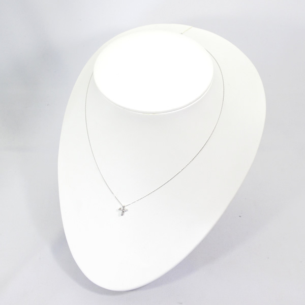 【プチネックレス】ダイヤモンドネックレス・ホワイトゴールドネックレス(K10WG)・クロスモチーフダイヤネックレス画像