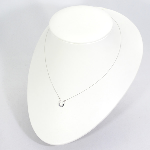 【馬蹄・ホースシュー】ダイヤモンドネックレス・ホワイトゴールドorイエローゴールド　☆４月誕生石ダイヤネックレスの画像