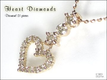 【オープンハート】天然ダイヤモンドネックレス×ピンクゴールド（Ｋ18ＰＧ）４月誕生石　18金　天然ダイヤネックレス画像