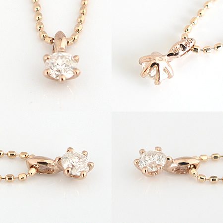 天然ダイヤモンドネックレス・0.1ｃｔ/K10WGホワイトゴールド・K10PG ピンクゴールド　一粒ダイヤ　天然ダイヤネックレス　４月誕生石の画像