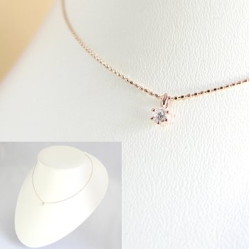 天然ダイヤモンドネックレス・0.1ｃｔ/K10WGホワイトゴールド・K10PG ピンクゴールド　一粒ダイヤ　天然ダイヤネックレス　４月誕生石の画像