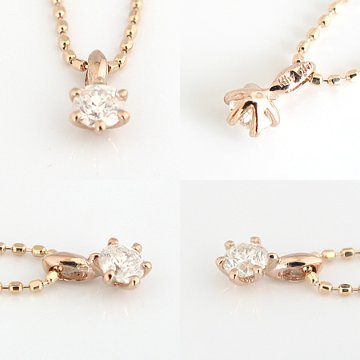 天然ダイヤモンドネックレス・0.1ｃｔ/K10WGホワイトゴールド・K10PG ピンクゴールド　一粒ダイヤ　天然ダイヤネックレス　４月誕生石の画像