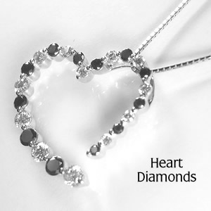 【ブラックダイヤモンド】ハートネックレス/K18WG（ホワイトゴールド）ダイヤモンドネックレス　ダイヤネックレス オープンハート画像