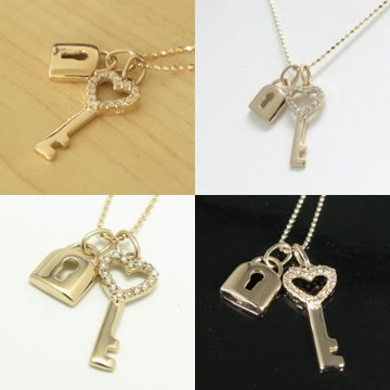 【lovely key】天然ダイヤモンドネックレス/K18PG（ピンクゴールド）キーモチーフ　ダイヤネックレス　ピンクゴールドネックレスの画像