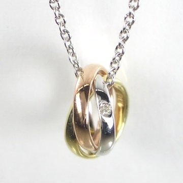 【Triple Ring】ダイヤモンドネックレス/K10WG（ホワイトゴールド）ダイヤネックレス ホワイトゴールドネックレス画像