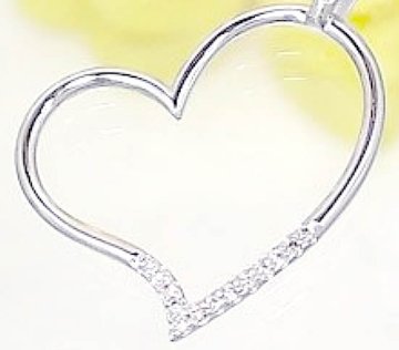 【オープンハート】天然ダイヤモンドネックレス/K18WG（ホワイトゴールド）ハートネックレス ダイヤネックレス画像