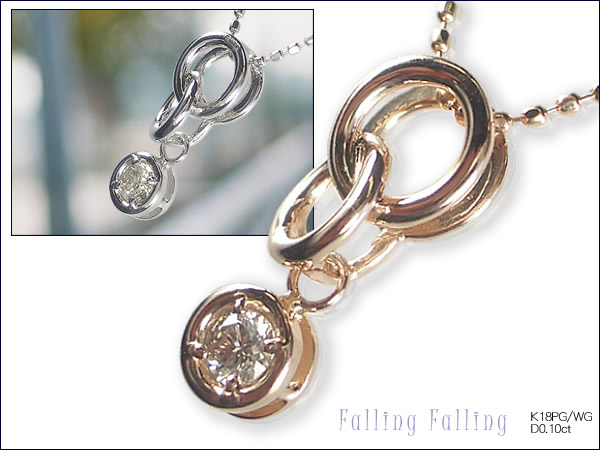 【Ranging ring】天然ダイヤモンドネックレス/１８金ピンクゴールド ホワイトゴールド ダイヤネックレス　一粒ダイヤモンドの画像