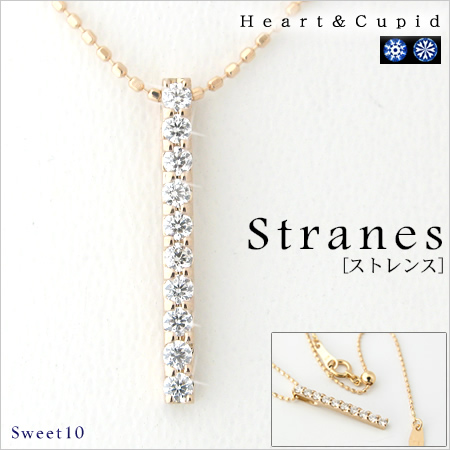 sweet10ハート＆キューピット 天然ダイヤモンドネックレス ピンクゴールド K18 結婚１０年目 スイートテンダイヤモンド 結婚記念日 記念日 プレゼント 女性 嫁の画像