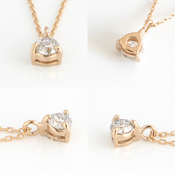 【上質光る一粒ダイヤモンド】天然ダイヤモンドネックレス/１８金ピンクゴールド(K18PG)ダイヤネックレスの画像