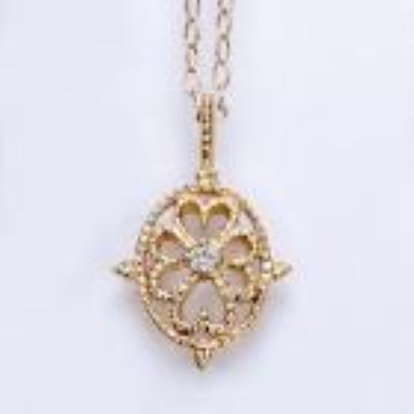 【アンティーク　ラウンドネックレス   】k10天然ダイヤモンド0.01ctネックレスの画像