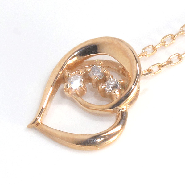 【オープンハートネックレス】天然ダイヤモンド×ピンクゴールドorホワイトゴールド☆4月誕生石ダイヤモンドネックレス画像