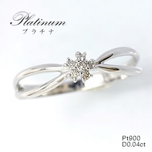 【クロス　リング】天然ダイヤモンド×プラチナリングPt900指輪４月誕生石ダイヤモンドリング画像