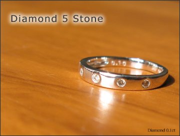 【５Ｓｔｏｎｅ】ファイブストーン×ダイヤモンドリング（0.1ｃｔ）K10 ホワイトorイエローorピンクゴールド　K18ホワイトゴールド 指輪 ４月誕生石の画像