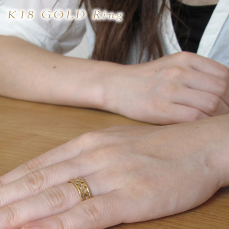 K18ゴールドリング　ボリュームリング　ドットリング　18金地金リング　指輪　プレゼントや贈り物に画像