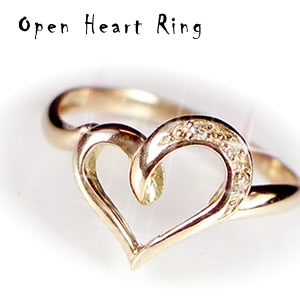 【オープンハートリング】天然ダイヤモンドリング×ピングゴールドorホワイトゴールド指輪（K10PG・K10WG）☆４月誕生石ダイヤリング画像