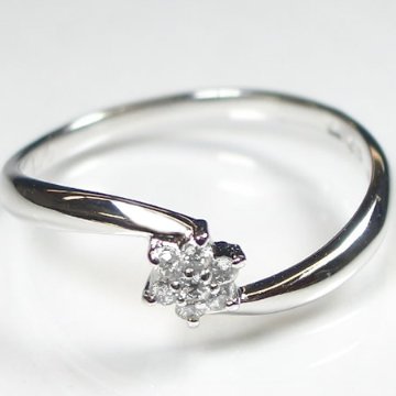 【フラワーモチーフ】天然ダイヤモンドリング/K10WG（ホワイゴールド）指輪 天然ダイヤリング４月誕生石画像