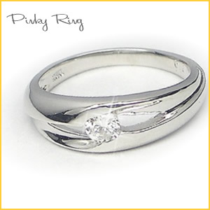【ピンキーリング】一粒ダイヤモンドリング(K18WG)１８金ホワイトゴールド 指輪☆４月誕生石ダイヤリングの画像