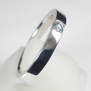【One Diamond】ブルーダイヤモンドリング/0.12ｃｔ・K18PGピンクゴールドK18WG ホワイトゴールド指輪 一粒ダイヤモンド　ピンクゴールドリング４月誕生石画像