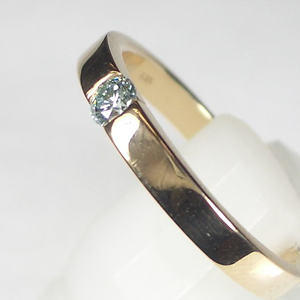 【One Diamond】ブルーダイヤモンドリング/0.12ｃｔ・K18PGピンクゴールドK18WG ホワイトゴールド指輪 一粒ダイヤモンド　ピンクゴールドリング４月誕生石画像