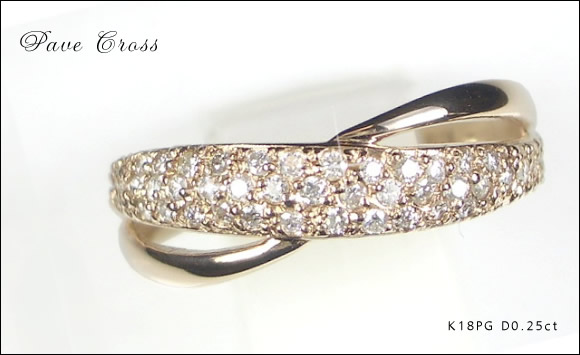 【パヴェリング】天然ダイヤモンド×K18PG（ピンクゴールド）指輪  ピンクゴールドリング４月誕生石画像