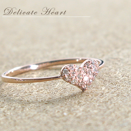 【ハート　パヴェリング】　天然ダイヤモンド×ピンクゴールドorホワイトゴールドリング（K10PG/WG）指輪ダイヤリングの画像