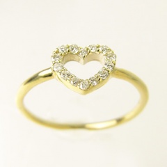【K10オープンハートDiaRing】天然ダイヤモンドリング/K10（ホワイト/ピンク/イエローゴールド）指輪 ハートリング４月誕生石画像