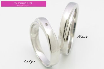 K18【Pair Colle】クロス　ペアリング・天然ダイヤモンドリング　ホワイトorピンクorイエローゴールドリング 　結婚指輪画像