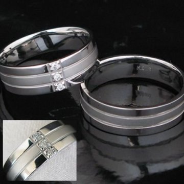 K10クロス【ペアリング】天然ダイヤモンド× ホワイトorピンク orイエローゴールドリング（K10）マリッジリング　結婚指輪画像