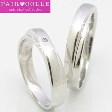  K10【Pair Colle】クロス　ペアリング・天然ダイヤモンドリング ホワイトorピンクorイエローゴールドリング（K10） 結婚指輪画像