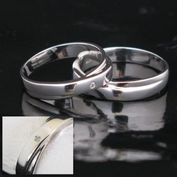  K10【Pair Colle】クロス　ペアリング・天然ダイヤモンドリング ホワイトorピンクorイエローゴールドリング（K10） 結婚指輪画像