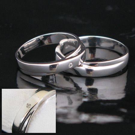 Pt900【Pair Colle】クロス　ペアリング・天然ダイヤモンドリング  プラチナリング・プラチナ指輪 結婚指輪画像