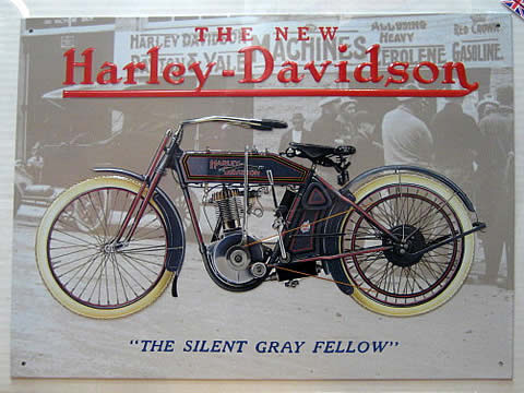 ハーレーダビッドソン OLD GRAY FELLOW  ブリキ看板 ティンサイン　アメリカン雑貨画像