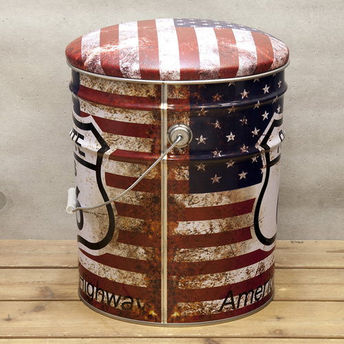  ペール缶スツール　USルート66 収納ボックス  アメリカン雑貨画像