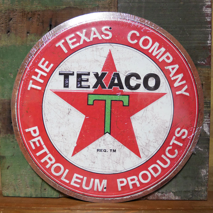 オイルメーカーブリキ看板 テキサコ ティンサイン アメリカン雑貨の画像
