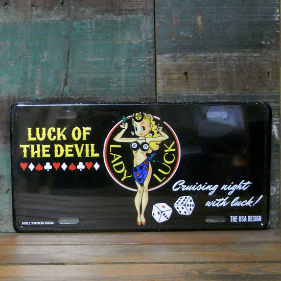 コマーシャルプレート【LUCK OF THE DEVIL 8ボール 】アルミサインプレート　アメリカン雑貨の画像