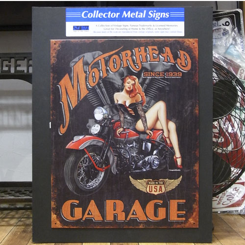 ブリキ看板【モーターヘッドガレージ】ティンサインプレート　アメリカン雑貨の画像