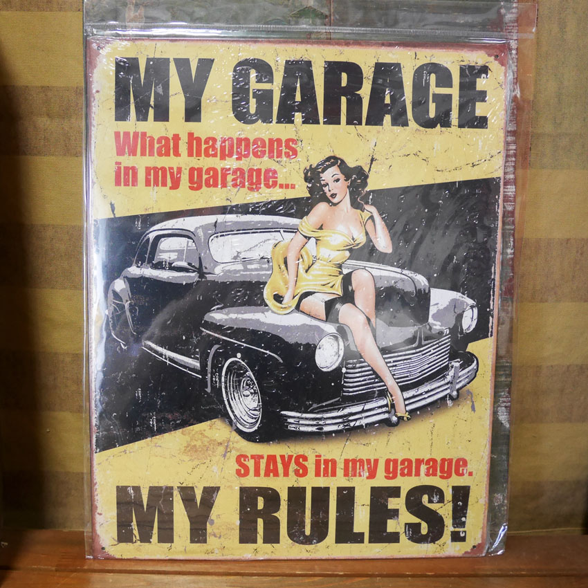 ブリキ看板【マイガレージ】ティンサインプレート　アメリカン雑貨の画像