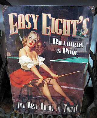 スティール看板【Easy Eights Pool】   ヴィンテージティンサインプレート　アメリカン雑貨画像