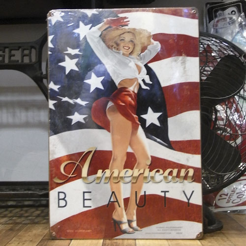 スティール看板【American Beauty】 ヴィンテージティンサインプレート　アメリカン雑貨