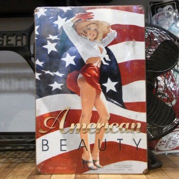 スティール看板【American Beauty】    ヴィンテージティンサインプレート　アメリカン雑貨画像