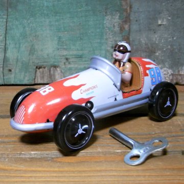 チャンピオンレーサーカー ブリキのおもちゃ ブリキ製ゼンマイ自動車　アメリカン雑貨画像