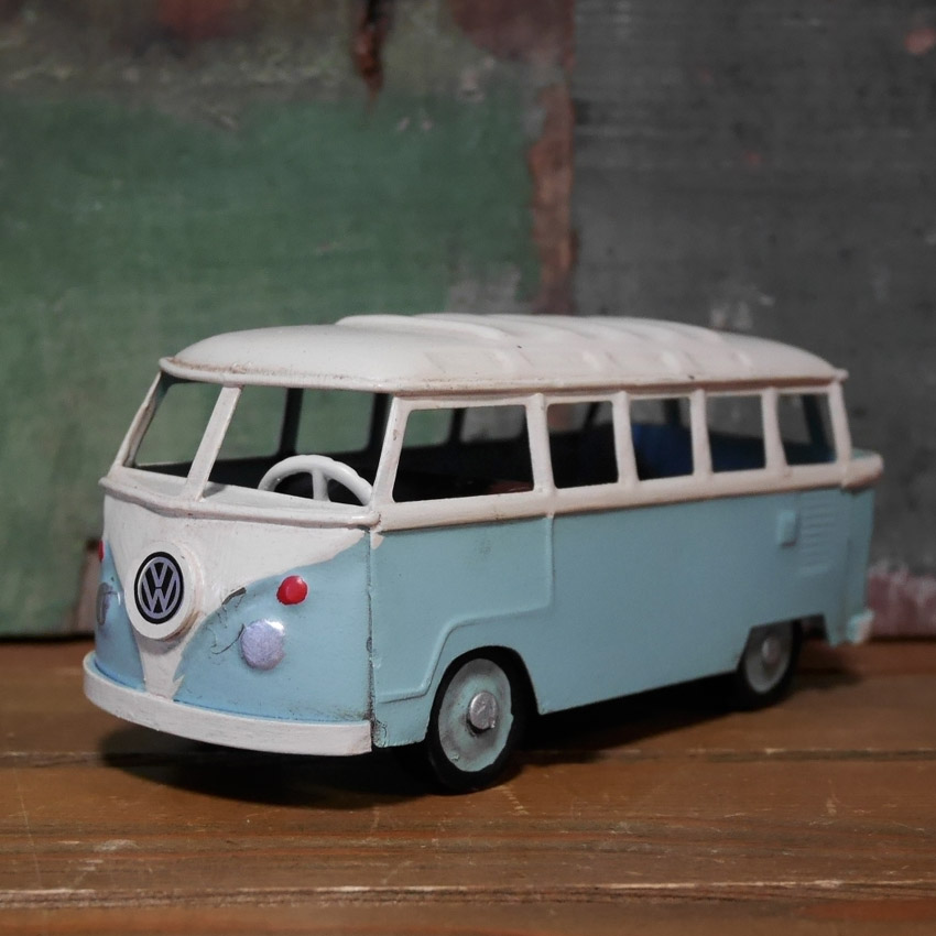 マイクロバス タイプ2 ワーゲンバス　ライトブルー  ブリキ製自動車 ブリキのおもちゃ アメリカン雑貨画像