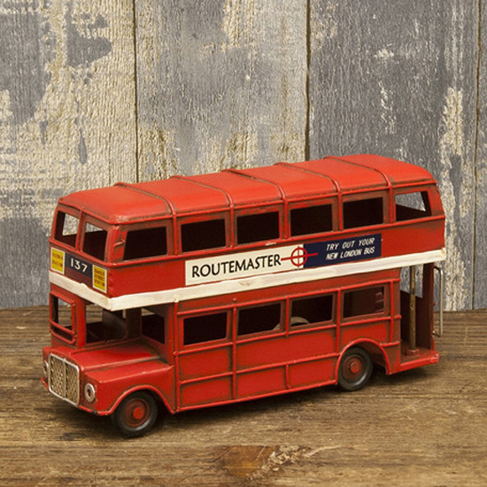 ミニ ロンドンバス ダブルデッカー バス ブリキ製自動車 ブリキのおもちゃ アメリカン雑貨