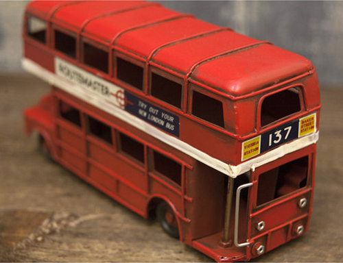 ミニ ロンドンバス ダブルデッカー バス  ブリキ製自動車 ブリキのおもちゃ アメリカン雑貨画像