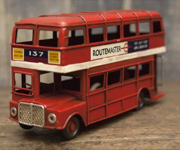 ミニ ロンドンバス ダブルデッカー バス  ブリキ製自動車 ブリキのおもちゃ アメリカン雑貨画像